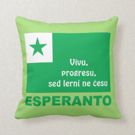 Cojín Decorativo Esperanto/"Vivu, progresu, ĉesu del ne del lerni