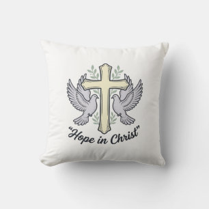 Cojín Decorativo Esperanza en Cristo Paloma Cruz Diseño Cristiano V