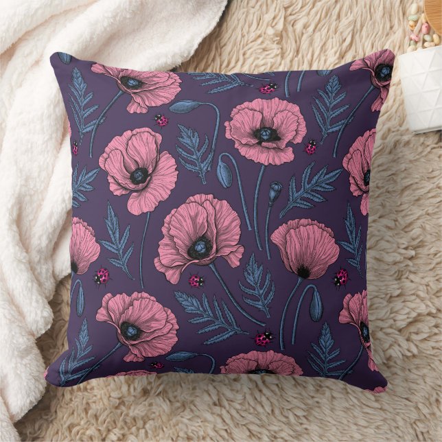 Cojín Decorativo Espías rosadas en violeta oscuro (Manta)