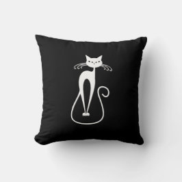 Cojín Decorativo Espinoso Gato Blanco Negro Sólido Lado
