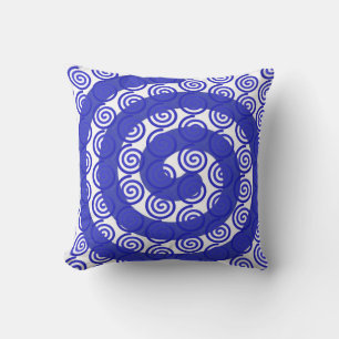 Cojín Decorativo Espiral azul y blanco elegantes