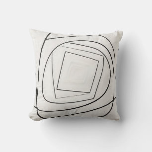 Cojín Decorativo Espiral Cuadrada Abstracta Blanco Negro