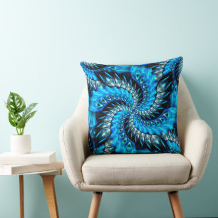 Cojín Decorativo Espiral de algunos arañazos en tonos azules pintur