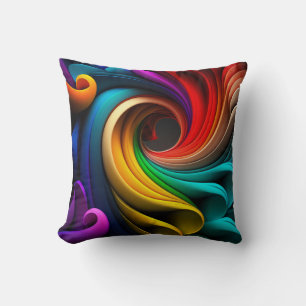 Cojín Decorativo Espiral de arcoíris con cintas fluidas en capas