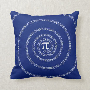 Cojín Decorativo Espiral de los números para el pi en azules