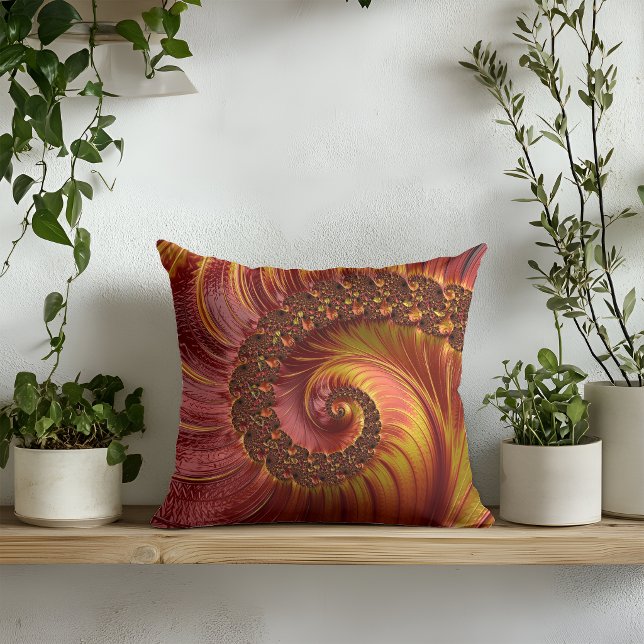 Cojín Decorativo Espiral Fractal Roja Fiery Abstracta  (Subido por el creador)