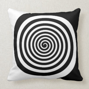 Cojín Decorativo Espiral hipnótico negro y blanco