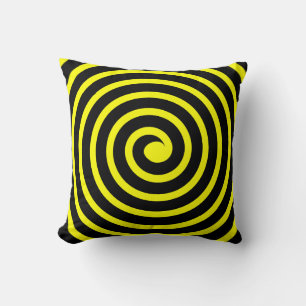 Cojín Decorativo Espiral - Negro sobre amarillo