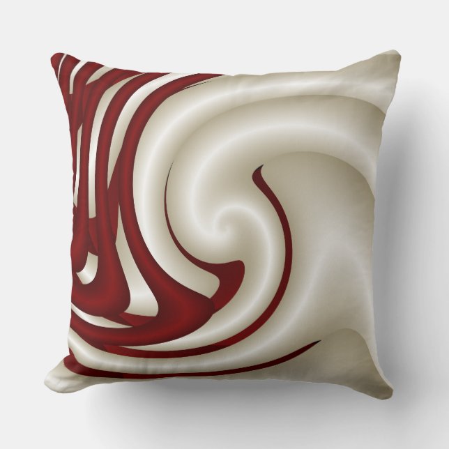 Cojín decorativo espiral rojo y blanco (Anverso)