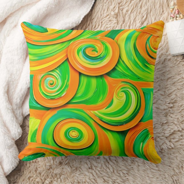Cojín Decorativo Espiral verde y Naranja (Manta)