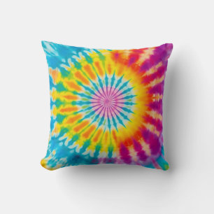 Cojín Decorativo Espiral vibrante de tinte de arcoiris