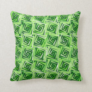 Cojín Decorativo Espirales cuadrados modernos, verde de jade