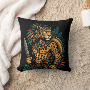 Cojín Decorativo Espíritu de la selva: guerrero tribal y estampado 