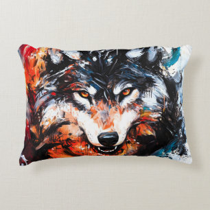 Cojín Decorativo Espíritu de lobo salvaje abstracto