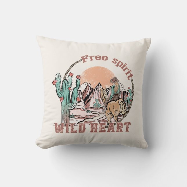 Cojín Decorativo Espíritu libre, corazón salvaje (Anverso)