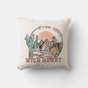 Cojín Decorativo Espíritu libre, corazón salvaje   País occidental