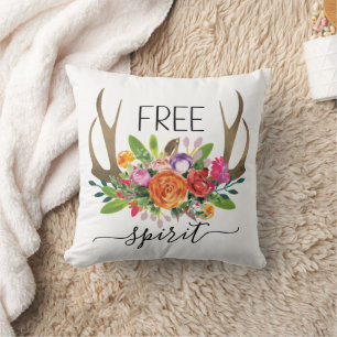 Cojín Decorativo Espíritu Libre Moderno Boho Chic Flores Cuerno