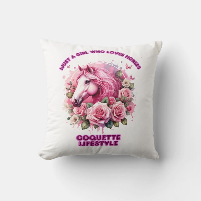 Cojín Decorativo "Espíritu Rosa salvaje" Mujer Coqueta Camiseta (Anverso)