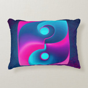 Cojín Decorativo Espiritualidad radiante: Vibrante Yin Yang rosa y 