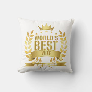 Cojín Decorativo Esposa del mundo mejor oro diversión