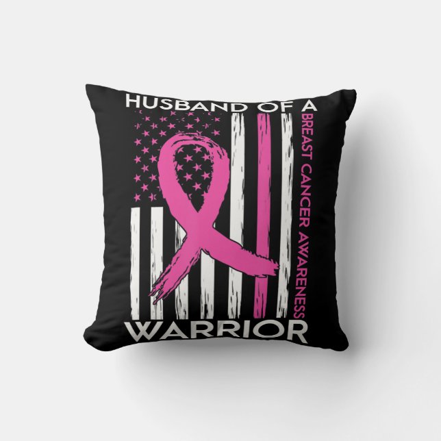 Cojín Decorativo Esposo De Un Guerrero De La Cáncer De Mama (Anverso)