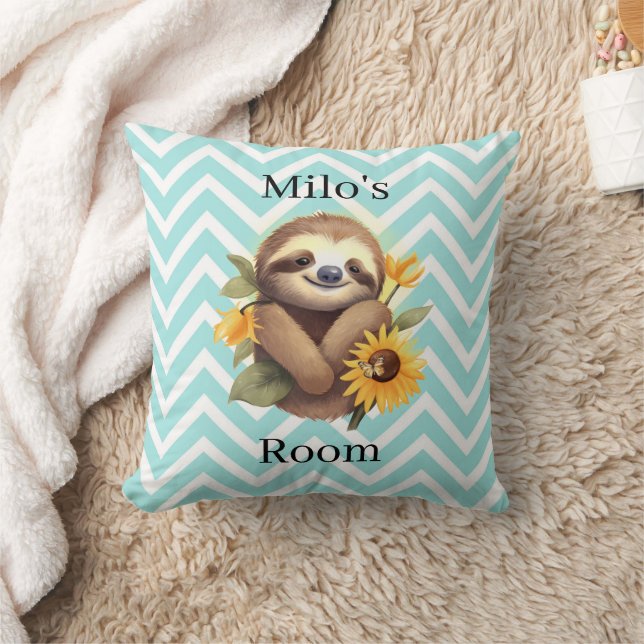 Cojín Decorativo Espuma Cuta Azul Con girasoles Personalizada (Manta)