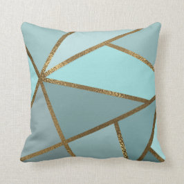 Cojín Decorativo Espuma de mar Turquesa Verde Azul & Bronce Geométr