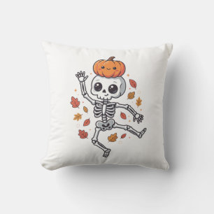 Cojín Decorativo Esqueleto bailarín de Halloween lindo con cabeza d