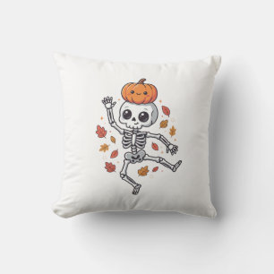 Cojín Decorativo Esqueleto bailarín de Halloween lindo con cabeza d
