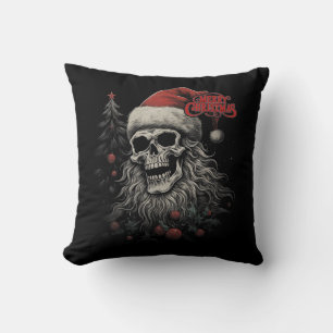 Cojín Decorativo Esqueleto Calavera Divertida Feliz Navidad Santa C