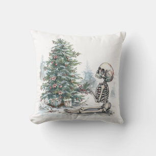 Cojín Decorativo Esqueleto con árbol de Navidad y regalos