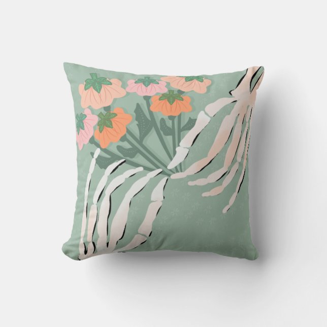 Cojín Decorativo Esqueleto con Bouquet de calabaza (Anverso)