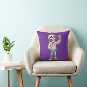 Cojín Decorativo Esqueleto de dibujos animados lindo selfie - Tende