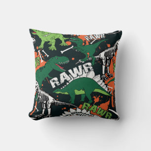 Cojín Decorativo Esqueleto de dinosaurio. Patrón de grano de época