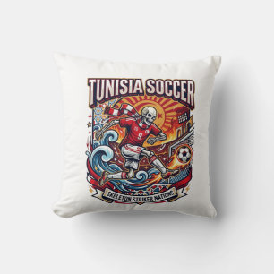 Cojín Decorativo Esqueleto de fútbol de Túnez Naciones del delanter