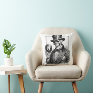 Cojín Decorativo Esqueleto vintage con sombrero superior y 8 bolas