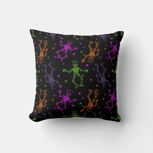 Cojín Decorativo Esqueletos de baile de Halloween (Anverso)