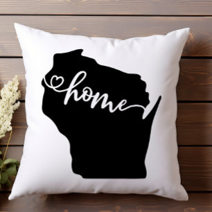 Cojín Decorativo Esquema del estado natal corazón Wisconsin 