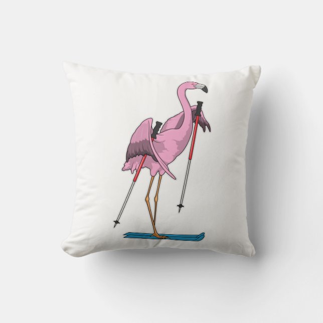 Cojín Decorativo Esquí de Flamingo (Anverso)