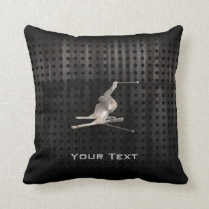 Cojín Decorativo Esquí de la nieve; Negro fresco