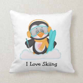 Cojín Decorativo Esquí del pingüino