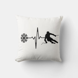 Cojín Decorativo Esquí - Regalo de esquí latido del corazón