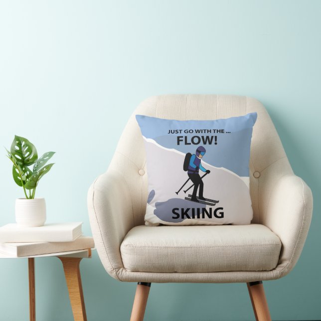 Cojín Decorativo Esquí Simplemente Deja que Fluya Esquí (Silla)