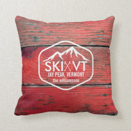 Cojín Decorativo Esquí Vermont Jay Barnwood rojo rústico máximo