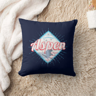 Cojín Decorativo Esquiador Retro Aspen Colorado Vintage USA Ski