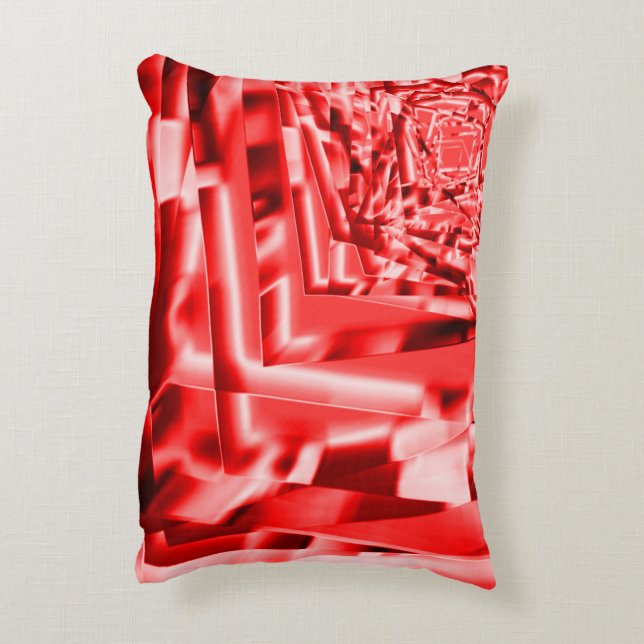 Cojín Decorativo Esquina de cuadrados inclinados, rojo brillante a  (Atrás (Vertical))