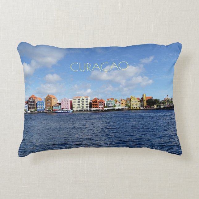 Cojín Decorativo Esquina de Curaçao sin texto (personalizable) (Anverso)