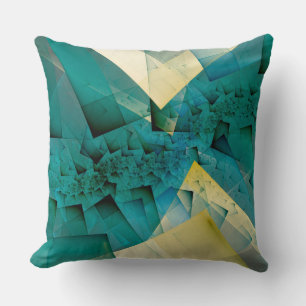 Cojín Decorativo Esquinas verdes fractales geométricas