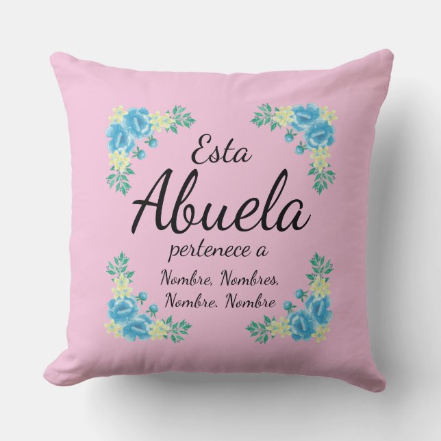 Cojín Decorativo Esta abuela pertenece para coadyutar nombres (Anverso)