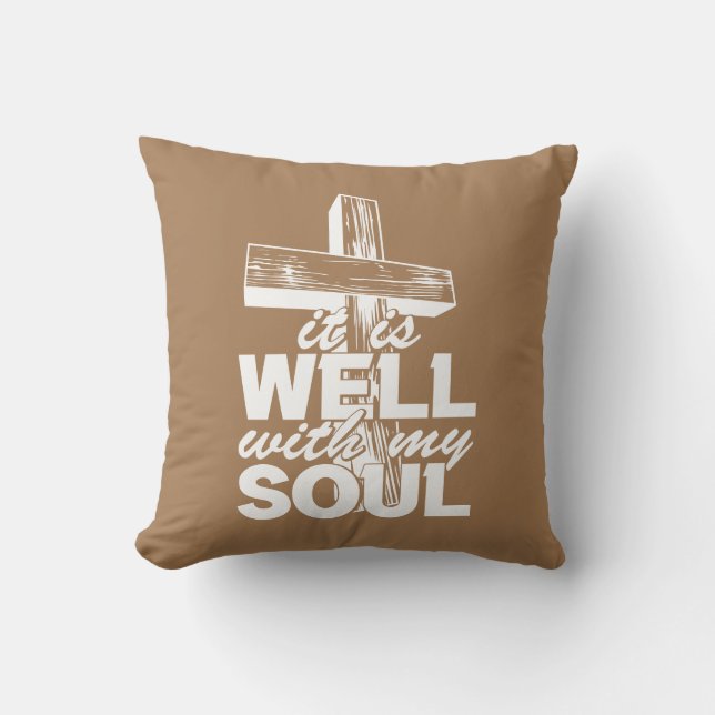 Cojín Decorativo Está Bien Con Mi Alma Con Cruz (Anverso)